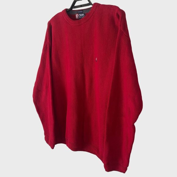 Vintage Chaps Ralph Lauren Crewneck Sweater Red Men's Large Hand Framed Knitwear - Picture 2 of 12